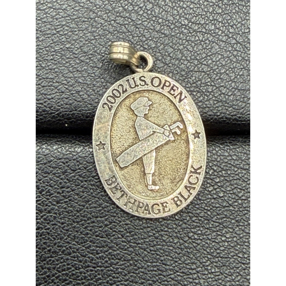 Rare Sterling Silver 2002 US Open Beth Page Black Pendant J30